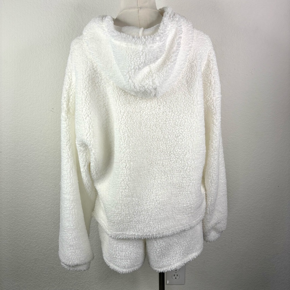 San Francisco 49ers White Sherpa Lounge Set Hoodie Shorts NFL Women’s M - Picture 5 of 13